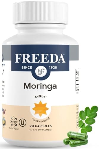 FREEDA Moringa – Organic Moringa Oleifera Leaf 1000mg – Antioxidant-Rich Green Superfood for Energy, Immunity & Daily Wellness – 90 Vegan Capsules – Non-GMO, Kosher, Made in USA, Trusted Since 1928