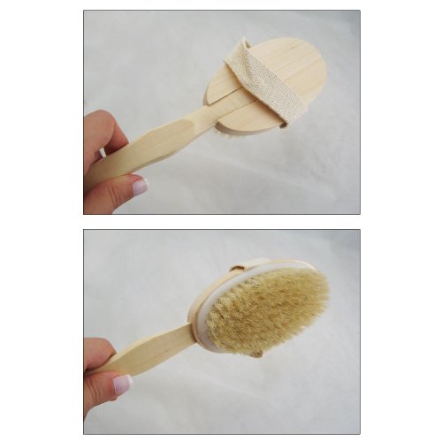 Spa Shower Bath Body Brush Natural Wood Long Handle Back Massage Scrubber