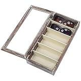 MyGift Torched Wood 6 Slot Sunglasses & Eyewear Display Storage Case w/Clear Acrylic Magnetic Closure