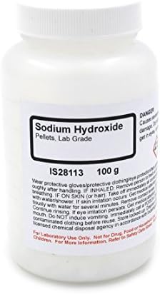 Lab-Grade Sodium Hydroxide Pellet, 100g - The Curated Chemical Collection