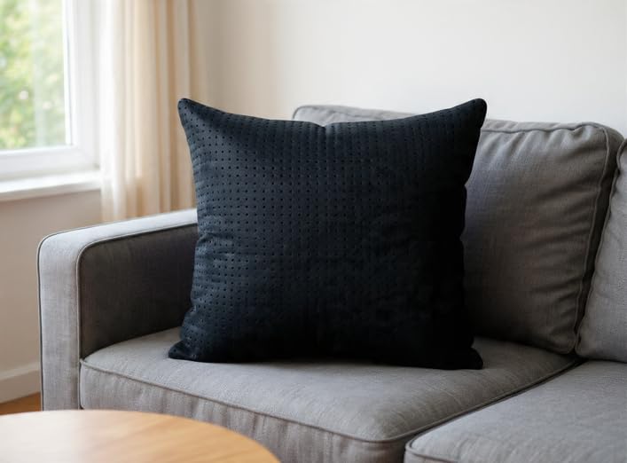 Image of Hotel Quality Premium Fibre Cushions | Cushion 16 inch x 16 inch | Pillow,Cushion,Cushions for, Cushion Pillow,Pillow,Cushions for Bed (Black, 2)