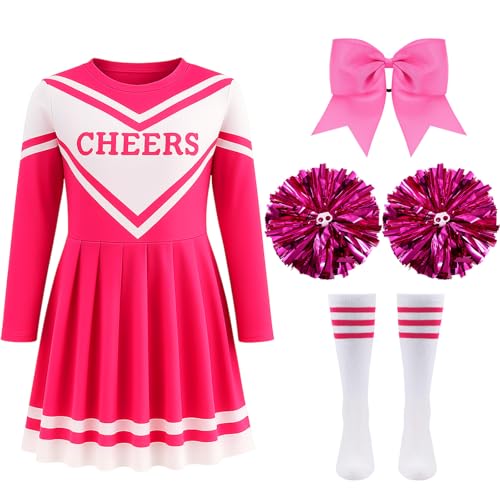 Haysandy Girls Cheerleader Costume Outfit Halloween,11 to 12 Years Old,Pink