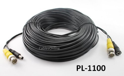 CablesOnline 100ft CCTV BNC Security Camera Cable with DC Male/Female Power Connectors (PL-1100)