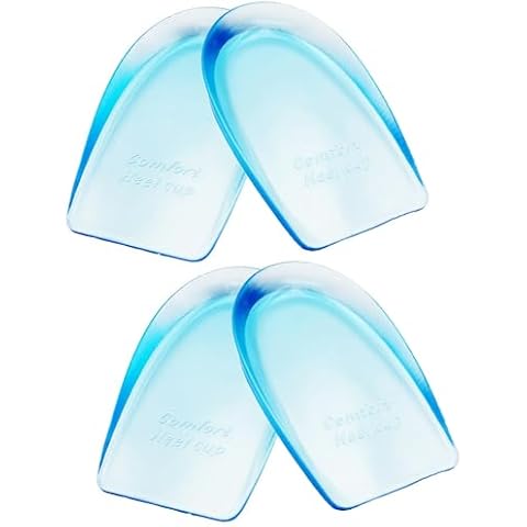 Gel Silicone Heel Cups Plantar Fasciitis Inserts for Women or Men Bone Spurs Heel Pain Relief, Gel Heel Protectors, Sore Feet Bruised Heel Treatment (2 Pairs, Women 8.5-13.5 / Men 7-12) Cover