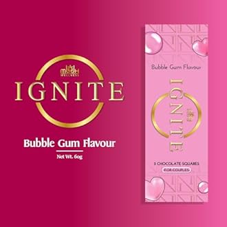 MBDH Wellness Ignite Chocolate Bars - Premium Bubblegum flavor Chocolate Squares For Couples - Vegetarian - Crafted With Epimedium And Maca Root For a Delightful Experience - Ideal For Unisex,280 G