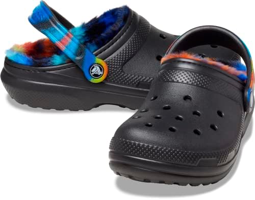Crocs Unisex Classic Tie Dye Lined Clogs | Fuzzy Slippers, Black/Multi, Numeric_10 US Men | Image 5