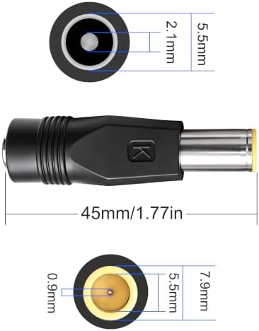 MEIRIYFA DC 7.9 x 0.9mm Male to DC 5.5 x 2.1mm Female Connector Adapter - 1