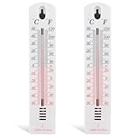 2Pcs Wall Thermometer, Outdoor Thermometer Read Accurate Celsius and Fahrenheit Large Wall Mounted Room Temperature Monitor Easy-to-Mount Design for Home Garden Greenhouse Home Office Indoor Outdoor