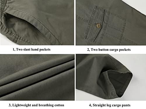 Raroauf Men's Full Elastic Waist Casual Cargo Pants Relaxed Fit Lightweight Pull On Work Pant4