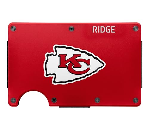 The Ridge NFL Wallet - Kansas City Chiefs - Slim Wallet, Card Holder, Holds up to 12 Cards RFID Safe, Blocks Chip Readers, Minimalist Wallet With Cash Strap & Extra Money Clip