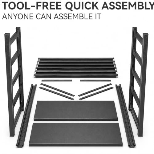 Image of 5 Tier Bookshelf, Large Industrial Metal Shelving, Heavy Duty Storage Shelves For Books And Display. Adjustable Open Standing Book Shelf For Living Room, Bedroom, Office (35.4 inchWx15.7 inchDx71.2 inchH)
