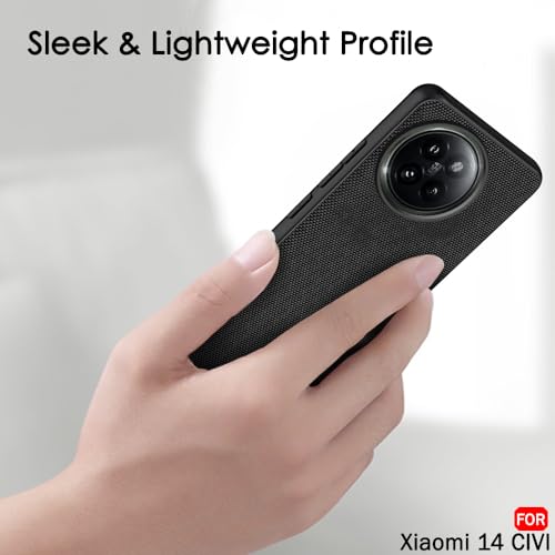 Image of TheGiftKart Back Cover Case for Xiaomi 14 Civi 5G | Slim & Lightweight | Ultra-Premium Design | Camera Protection Bump | Fabric Texture Case Cover (PC & TPU, Black)