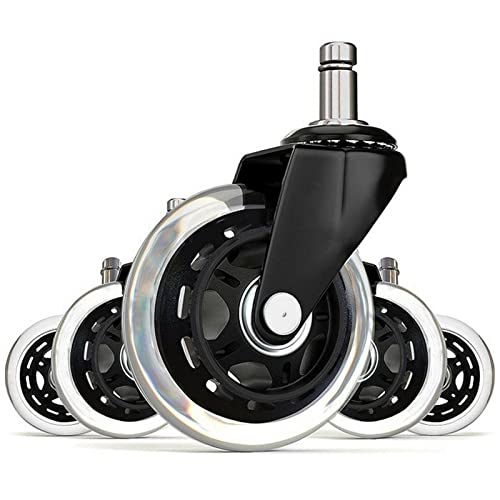 Queiting 5 Pcs Office Chair Wheels Casters Rollerblade Style Chair Wheels Replacement Heavy Duty Office Chair Ball Casters for Hardwood Floors Laminate Carpet and Tile (Black)