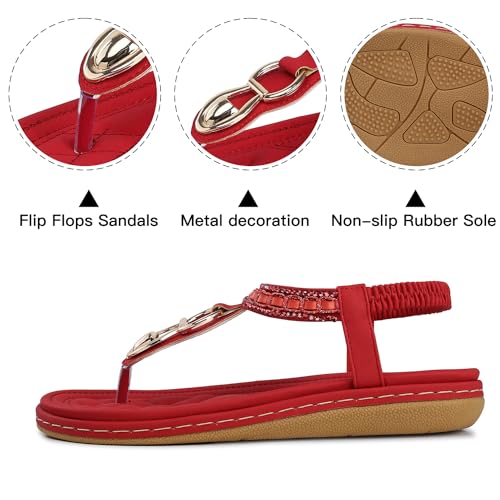 Image of SHIBEVER Flat Sandals for Women Dressy: Comfortable Thong Slip On Sandal