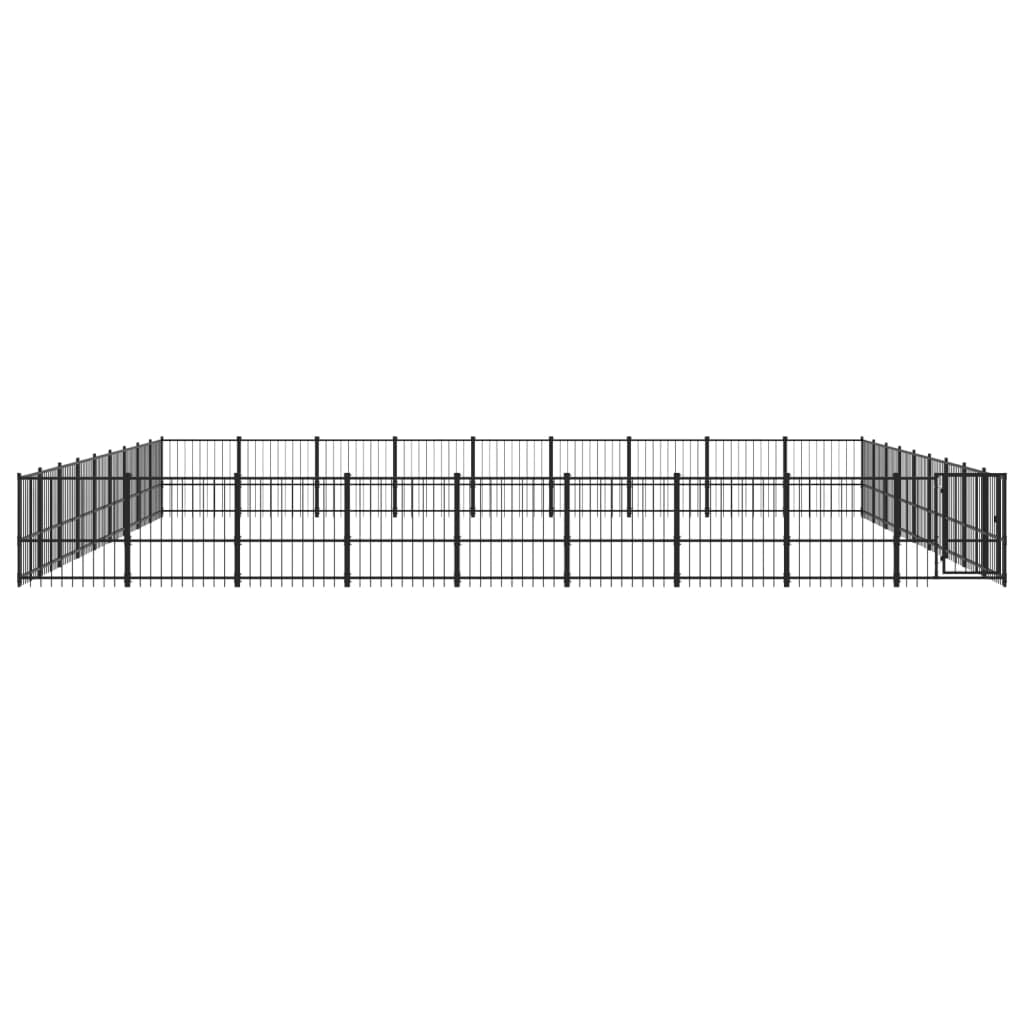 Caseta para perros de acero con recubrimiento en polvo de 76,21 m² con puerta giratoria, protección de seguridad para cachorros y perros en el jardín, resistente a la intemperie, para