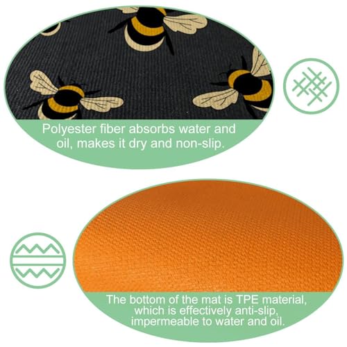 Pack de 2 alfombrillas de cocina con diseño de abejorro gris, lavables y absorbentes 6
