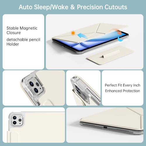 KTGGHG iPad Pro 11 Case 2022/2021/2020 (4th/3rd/2nd Gen) - Dynamic Folio Stand with 8+ Adjustable Angles, Magnetic Cover with Apple Pencil Holder, Corner Protection, Auto Sleep/Wake, White Cream by KTGGHG - Used condition - Image 3