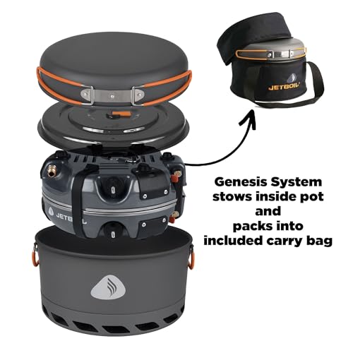 Réchaud Jetboil Genesis haut de gamme en gris avec kit de cuisson durable