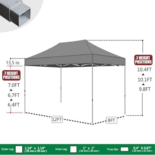 image for Eurmax USA 8'x12' Pop Up Canopy Tent Commercial Instant Canopies with 