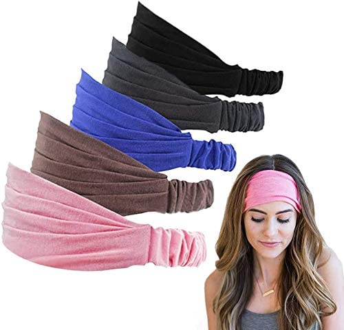 5 Piezas Cintas Pelo Mujer Anchas Diademas,5 colores Diademas de Pelo Anchas para Maquillaje Yoga Deporte Lavar Tu Cara