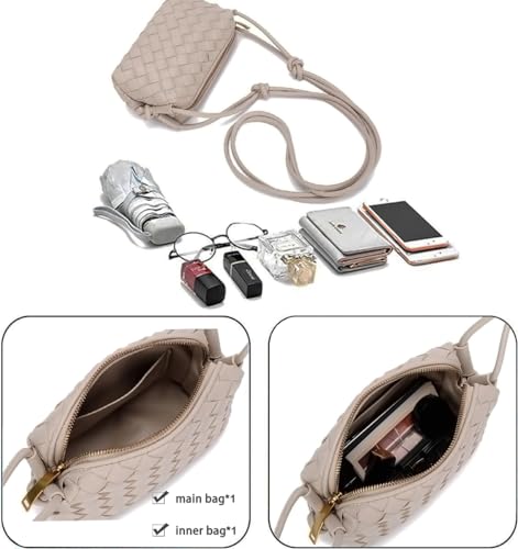 UPSONG Woven Crossbody Bags for Women，Fashion Leather Lightweight Handbags Shoulder Bag Phone Purse Ladies Messenger Bag4