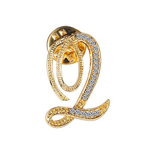 Initial Letter Brooch Pin Small Lapel Pin Tie Tack Name Personalized Gifts for Women Men Gold Q