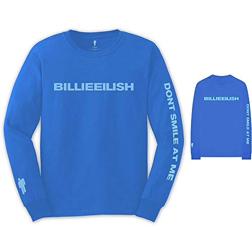 T-shirt Billie Eilish manches longues vêtement imprimé dos Smile couleur bleu