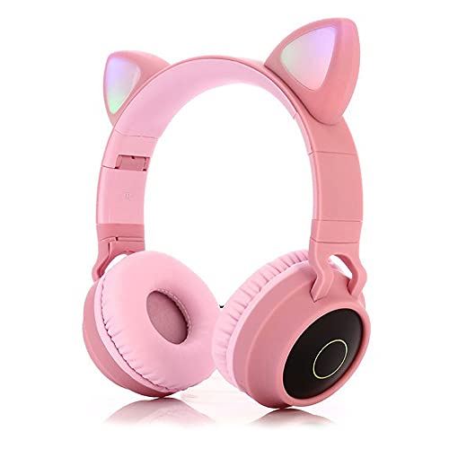 lifcasual Fone de ouvido cat LED sem fio RGB Luzes de 3 cores com cancelamento de ruído BT 5.0 Fone