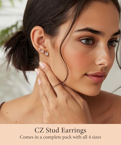 14K Gold Stud Hoop Earrings Stack Set for Women Men:Hypoallergenic Surgical Steel Seamless Earrings,Dainty Small Flat Back earrings for Cartilage Helix Tragus Multiple Piercing Jewelry3