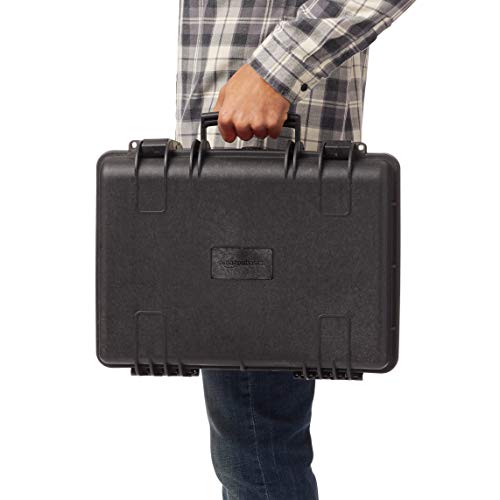 Image of Amazon Basics Portable Hard Camera Case for DSLR Equipment, Customizable Fit, Protective Water Resistant, Medium, Black, 18 inchL x 14 inchW x 6 inchH
