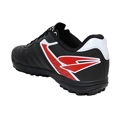 Chuteira Dray Couro, Adulto Unissex, Preto/Vermelho, 40