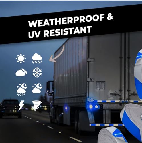 Image of WALLMATE Dual Shade Reflective Radium Strip Waterproof Self Adhesive, Safety Sticker, Night Glow Tape for Helmet, car, Scooter & Cycle Decoration (Blue-Silver, 0.5 In x 45 Mtr (1771 in) (PCK OF 2)