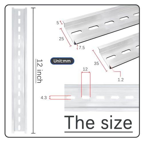 Image of Silver Aluminum Rails, 2 Pack, 300mm Long x 35mm Wide x 7.5mm High, Ideal for Industrial Control Panels and Telecommunications Equipment