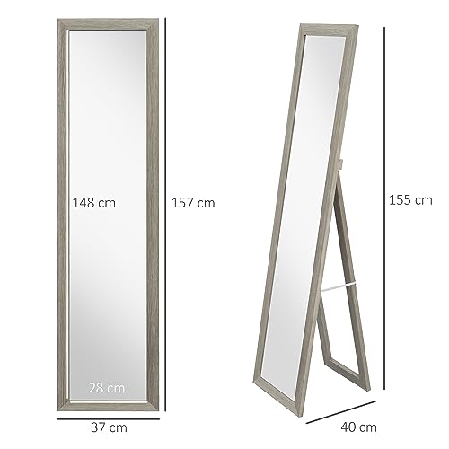 HOMCOM Rustic Full Length Mirror, 37 x 157 cm, Farmhouse Wall Hanging and Freestanding Floor Mirror for Living Room, Bedroom, Grey - Cosy Home Interiors HOMCOM Rustic Full Length Mirror, 37 x 157 cm, Farmhouse Wall Hanging and Freestanding Floor Mirror for Living Room, Bedroom, Grey - Image 7