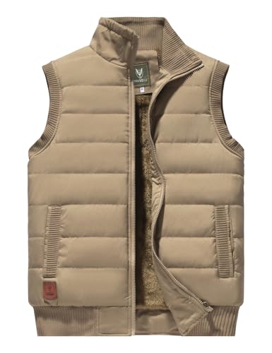 Gilet d'hiver chaud en polaire homme sans manches thermique avec col montant zippé protecteur