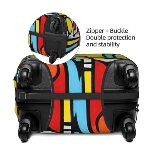 Striped Abstract Colorful Print Elastic Washable Baggage Protector Universal Suitcase Cover Travel Luggage Cover4
