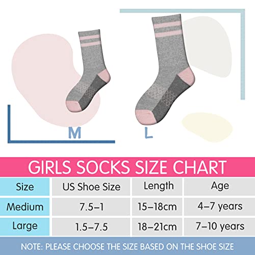 Comfoex Girls Crew Socks Athletic Half Cushioned Long Socks Cotton Calf Socks For Kids 6 Pairs4