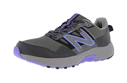 New Balance Women's 410 V8 Trail Running Shoe, Shadow Grey/Electric Indigo/Black, 6 W