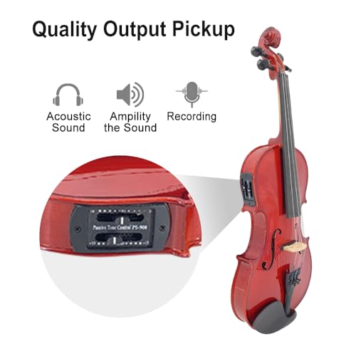 Image of Electric Violin 4 /4 full Size 4 string Acoustic Violin Spruce Maple Ebony Wood with Case, Bow Handmade for Beginners, Students, Professionals (White)