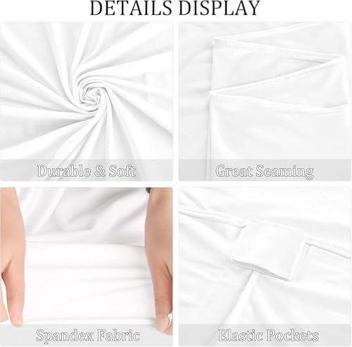 JALANCY 3 Pack 8FT Spandex Table Covers Washable Wrinkle Resistant Fitted Rectangle Tablecloth for Folding Table Wedding Party Birthday Banquet Bar Events(White) JALANCY 3 Pack 8FT Spandex Table Covers Washable Wrinkle Resistant Fitted Rectangle Tablecloth for Folding Table Wedding Party Birthday Banquet Bar Events(White) - Image 4