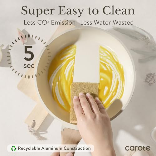 Image of CAROTE ICE 35pcs Pots and Pans Set, Nonstick Cookware Sets, White Granite Induction Cookware with Kitchen Knife Set