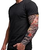 INKARTLINK 2 Pcs Tattoo Arm Sleeves, Japanese Samurai Fake Tattoos Sleeves to Cover Arms Sun Protection, Warrior Head Body Art Stockings Protector for Men and Women