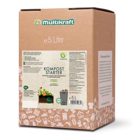 Multikraft Kompost Starter - Natürlicher Bodenhilfsstoff für schnelle Kompostierung von Garten- & Küchenabfällen - reduziert Oxidation & Fäulnis - fördert wertvollen Humus, 5 Liter