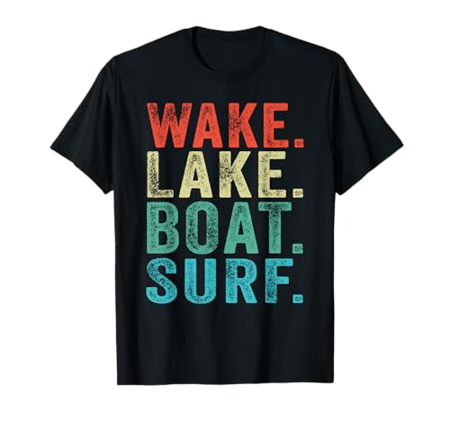 Wake Lake Boat Surfing Vintage T-Shirt