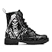 AWSOLE Gothic Combat Boots Skull Lace-Up Ankle Booties Fashion Motorcycle Boot Leather Work Boots for Men & Women