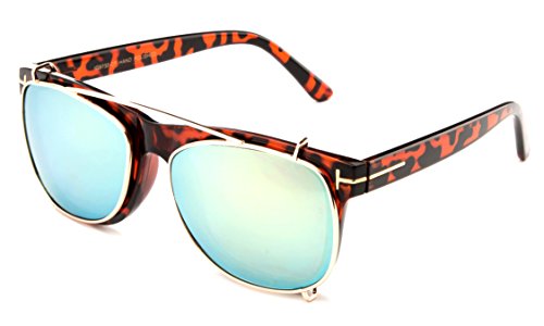 Newbee Fashion - "Double" Classic Squared Clear Lens Glasses with Two Clip Ons Flash Interchangable Lenses2