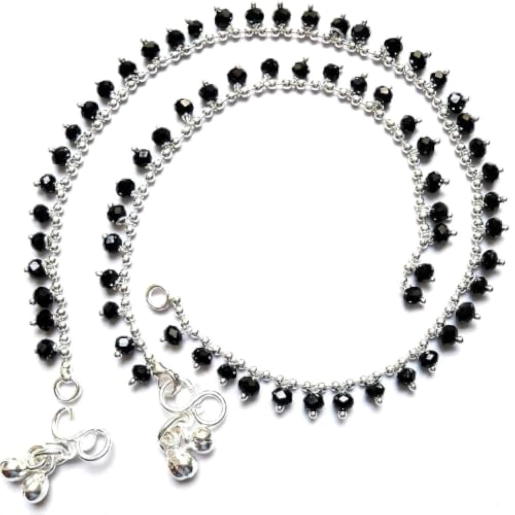 Black Crystal Beads Anklet Payal for Women