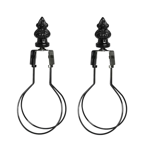 Image of GY & CK Lampshade Clip Adapter Light Bulb Adapter Includes Decoration Finial, Spring Clip for Light Bulbs (Black)