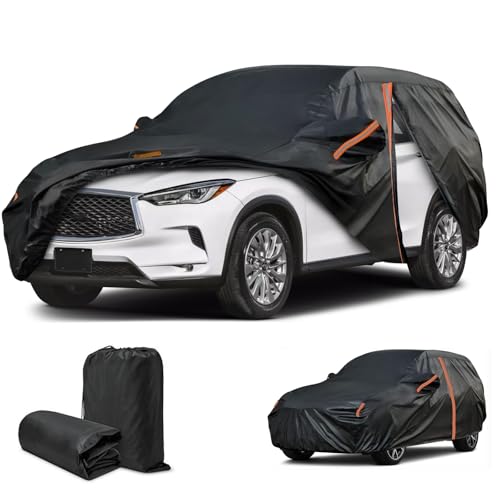 Waterproof Car Covers Replace for Infiniti QX50 (EX) 2014-2025, SUV Cover Waterproof All Weather with Door Zipper/Reflective Strip/Windproof Bands/Mirror Pockets, Sun UV Dust Protection-186.8x71x62.7