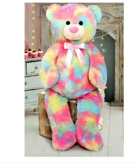 Image of JAI SHREE Rainbow Color Soft Plush Teddy Bear 7 Feet for Kids & Girls | Cute Hugable Stuffed Toy with Bow for Birthday, Anniversary & Valentine's Dayt (Rainbow, 7 Feet /84inch)